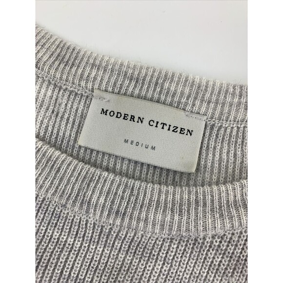 Modern Citizen Long Sleeve Sweater Dress Gray Bodycon Tie Waist Midi Ribbed Med - Picture 11 of 15